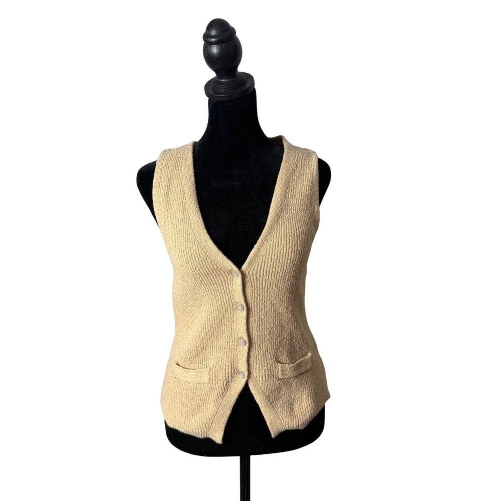 Womens Minimalist Ribbed Knit Textured Sweater Vest Size S Academia Sleeveless